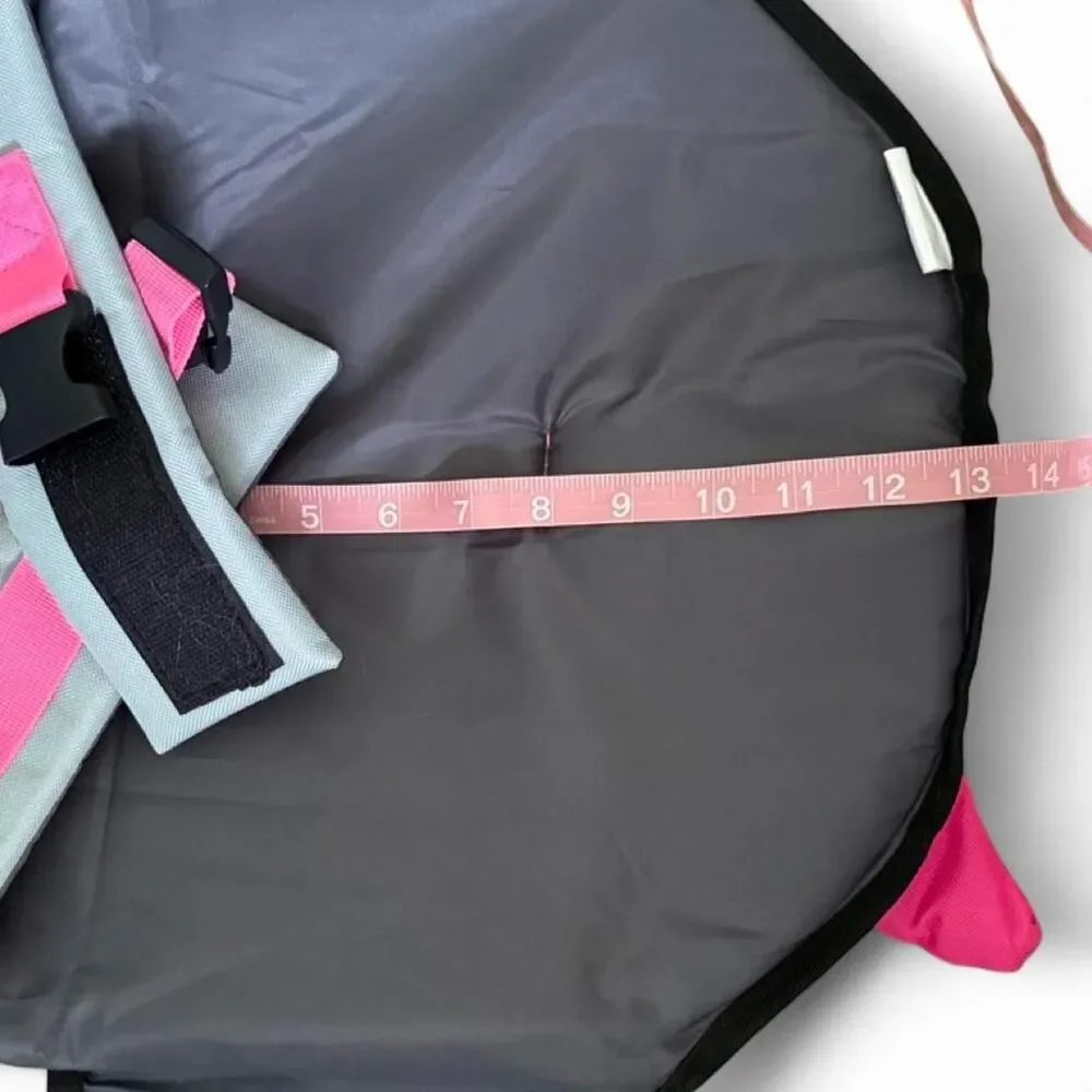 Shark Fin Dog Life Jacket Pink Gray Adjustable Pet Flotation Vest L